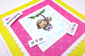 Handcrafted cute monkey love card using Love Monkey by Sunny Studio