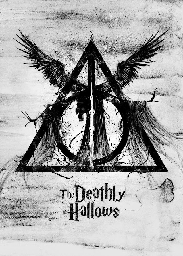 Showing Deathly hallows in light background.