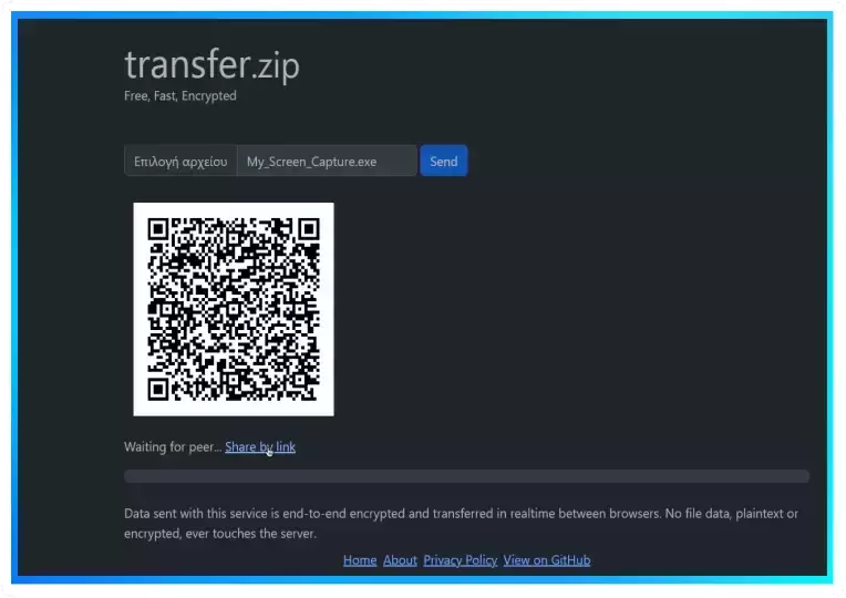  transfer.zip : Eφαρμογή web  για μεταφορά αρχείων χωρίς περιορισμούς 