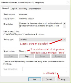 disable fungsi windows update