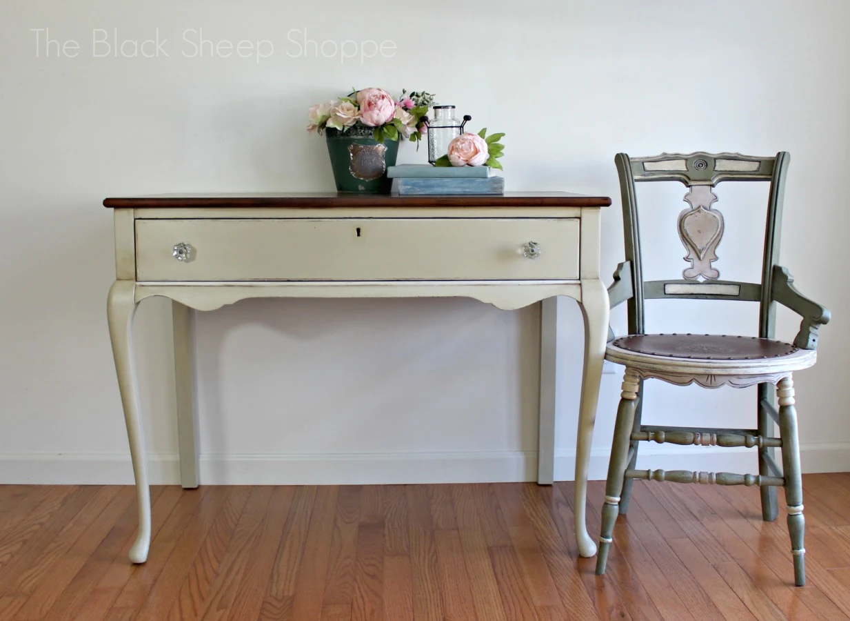 Writing desk and chair painted with Annie Sloan Chalk Paint