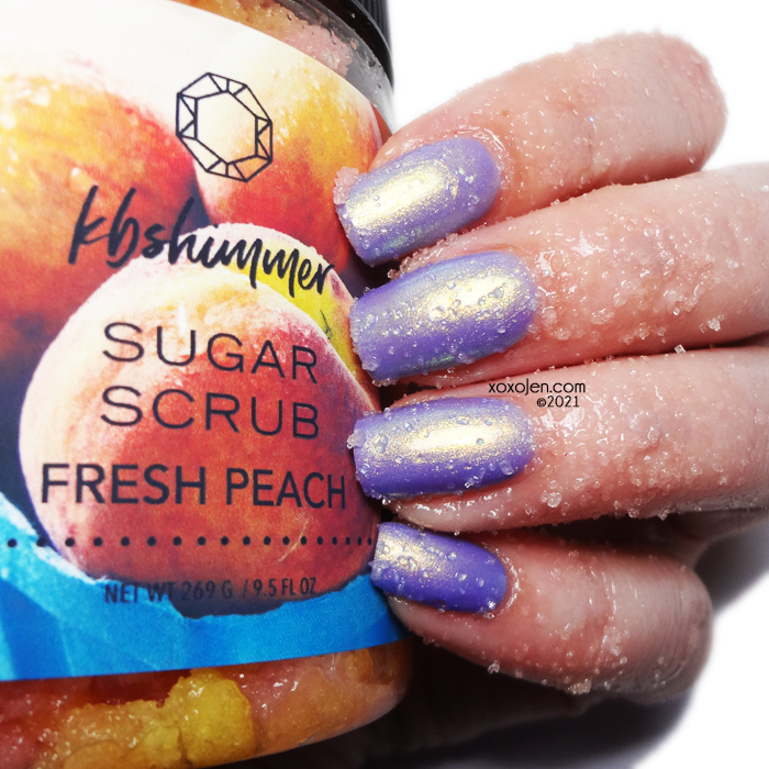 xoxoJen's swatch of KBShimmer Fresh Peach sugar scrub