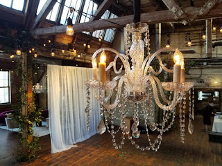 Crystal Chandeliers suspended at The Greenpoint Loft