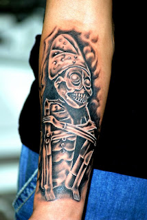 aztec tattoo on the forearm: Mictlantecuhtli