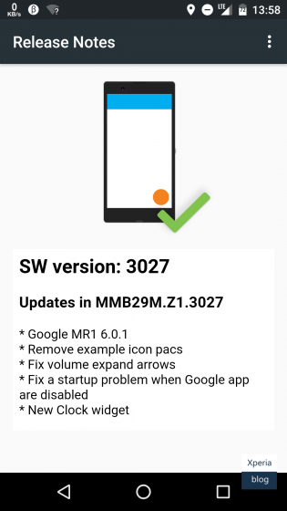 Xperia z4 marshmallow build no