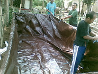 cara membuat kolam ikan terpal tebal