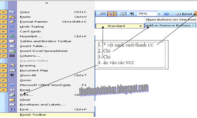 Làm hiện đủ NCC trong thanh CC trên MH soạn thảo