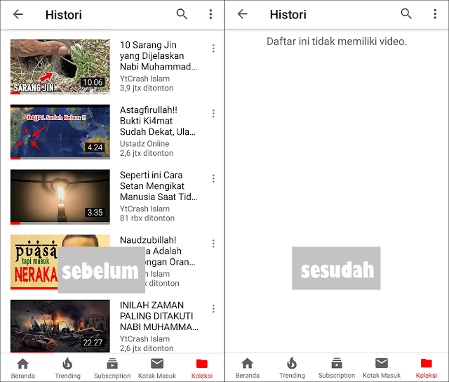 Menghapus Histori Tontonan Youtube di Android