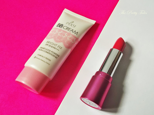 pixy bb cream bright fix cream and pixy lasting matte lipstick cheery cherry