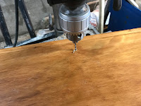 Drilling a hole for the knob