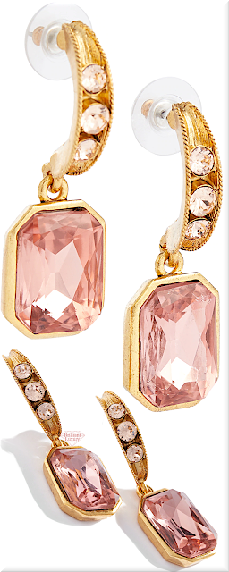 ♦Oscar de la Renta First Blush Pink embellished hoop earrings #oscardelarenta #jewelry #pink #brilliantluxury