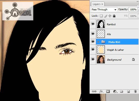 hasil dari membuat vector mata di photoshop - tutorial membuat vector di photoshop - membuat foto menjadi kartun dengan photoshop