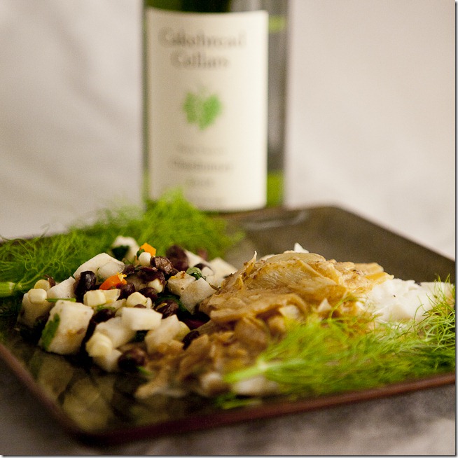 Cod in a Fennel Sauce with Jicama Salad Paired with 2008 Cakebread Cellars Chardonnay