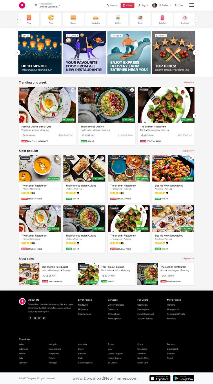 Free Online Food Ordering Website Template