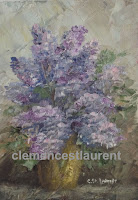 Lilacs in a vase, oil painting by Clemence St. Laurent