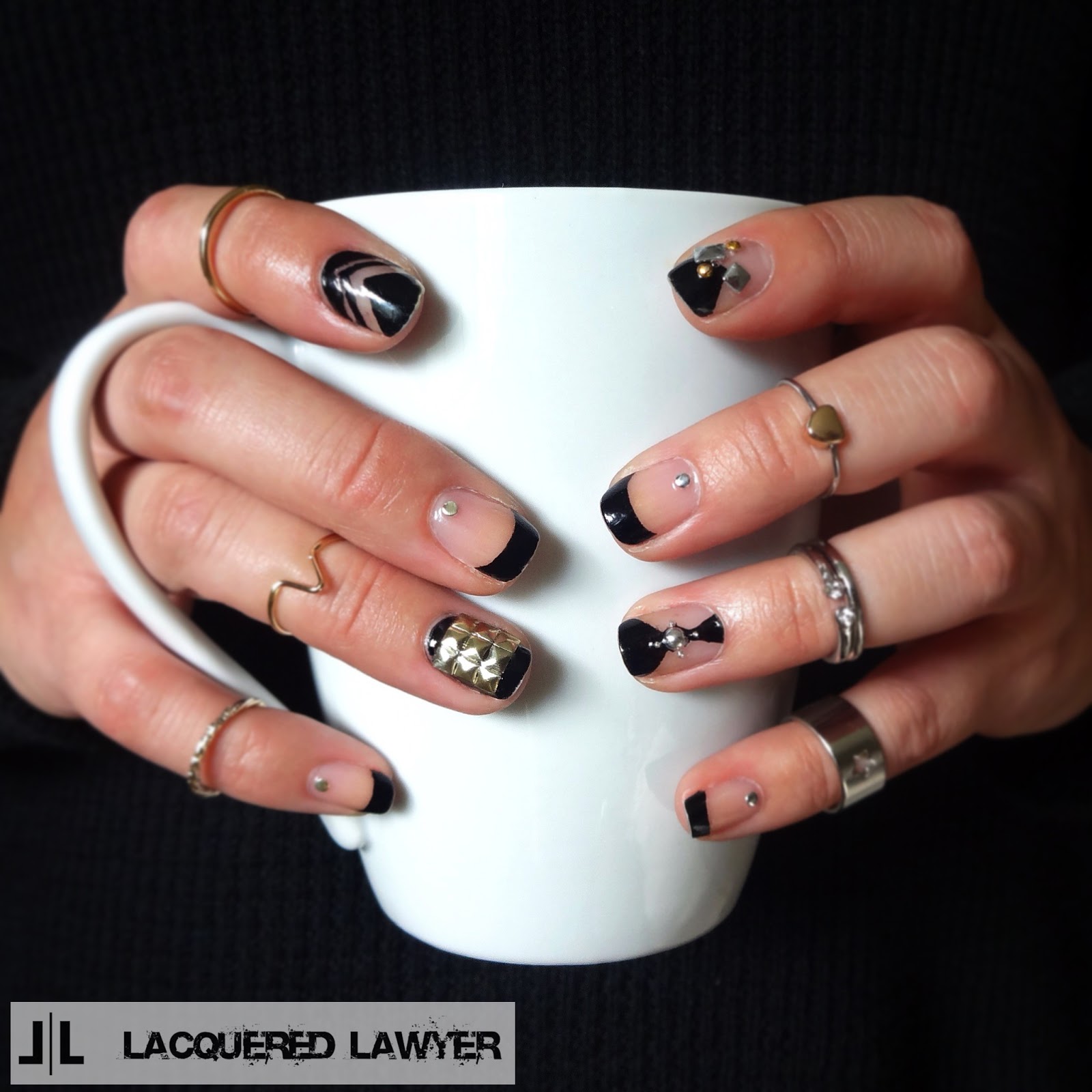 Black Negative Space Nail Art