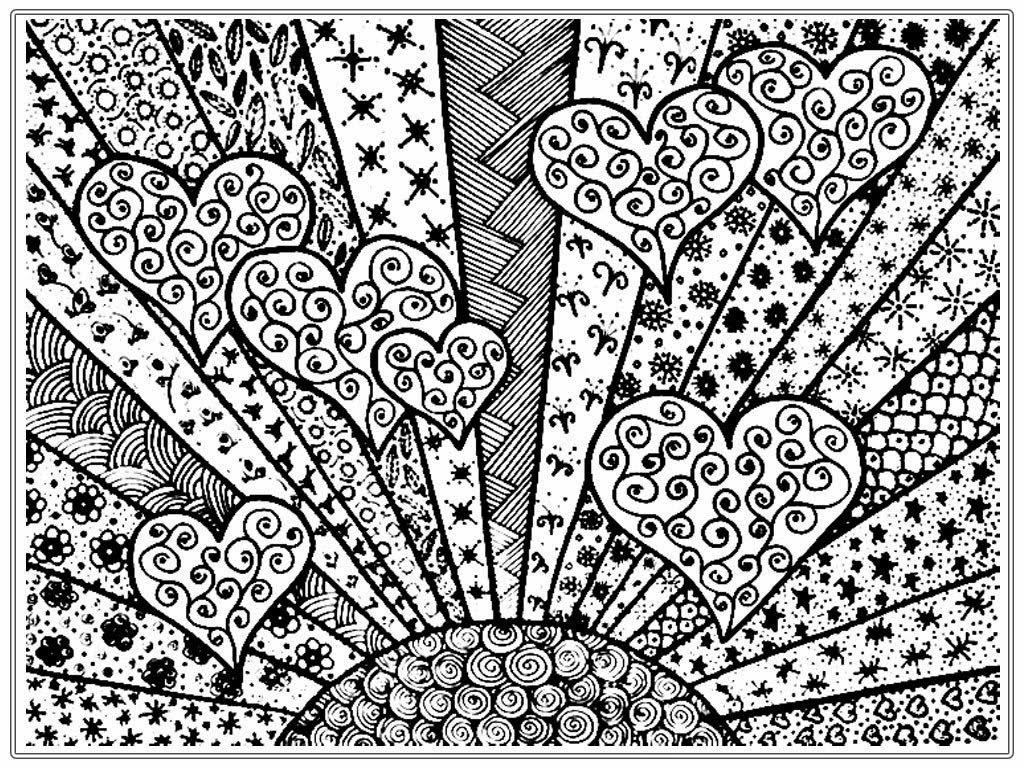 Heart Pictures To Color For Adult  Realistic Coloring Pages