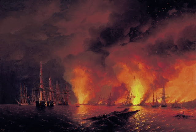 Картина Айвазовского «Синоп. Ночь после боя 18 ноября 1853 года»