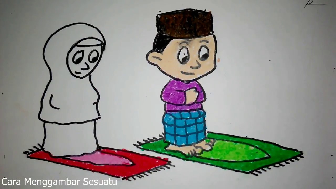 28 Gambar  Kartun  Muslimah Sholat Design Kartun  