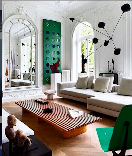 white and green interior