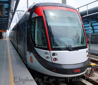 Sleek modern train on Mauritius