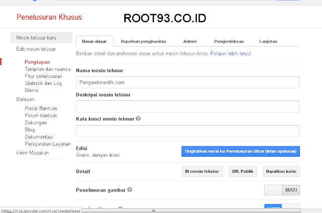 Menambahakan Gooogle Custom Search 4