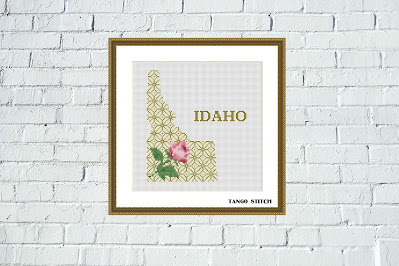 Idaho USA state map silhouette cross stitch pattern, Tango Stitch