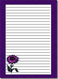 purple flower letter paper