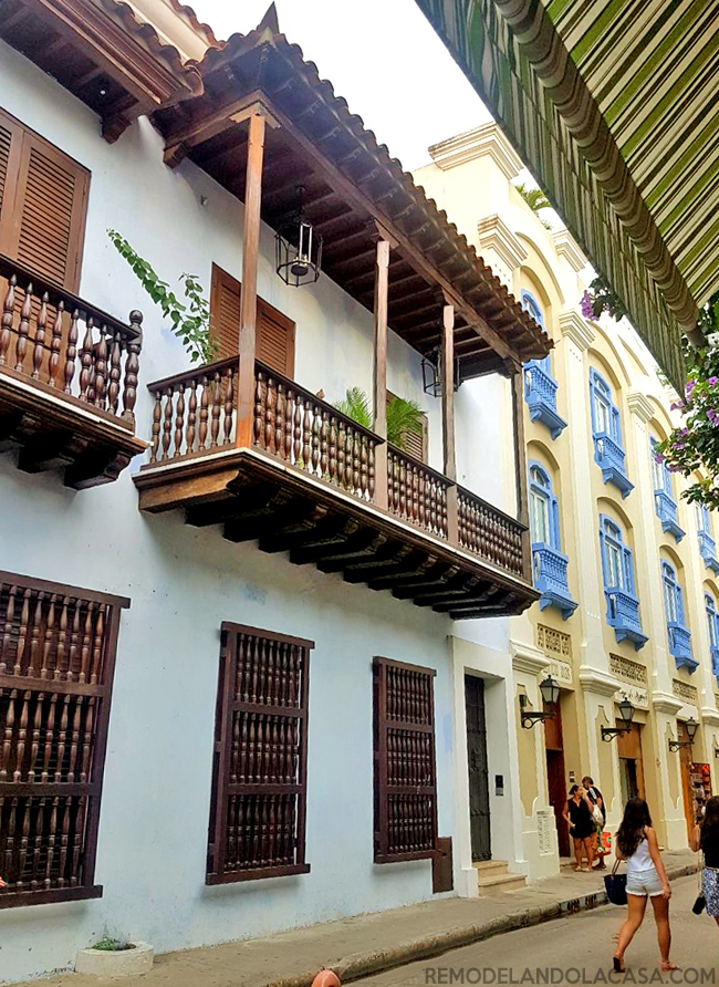 Cartagena architecture with lots of balconies