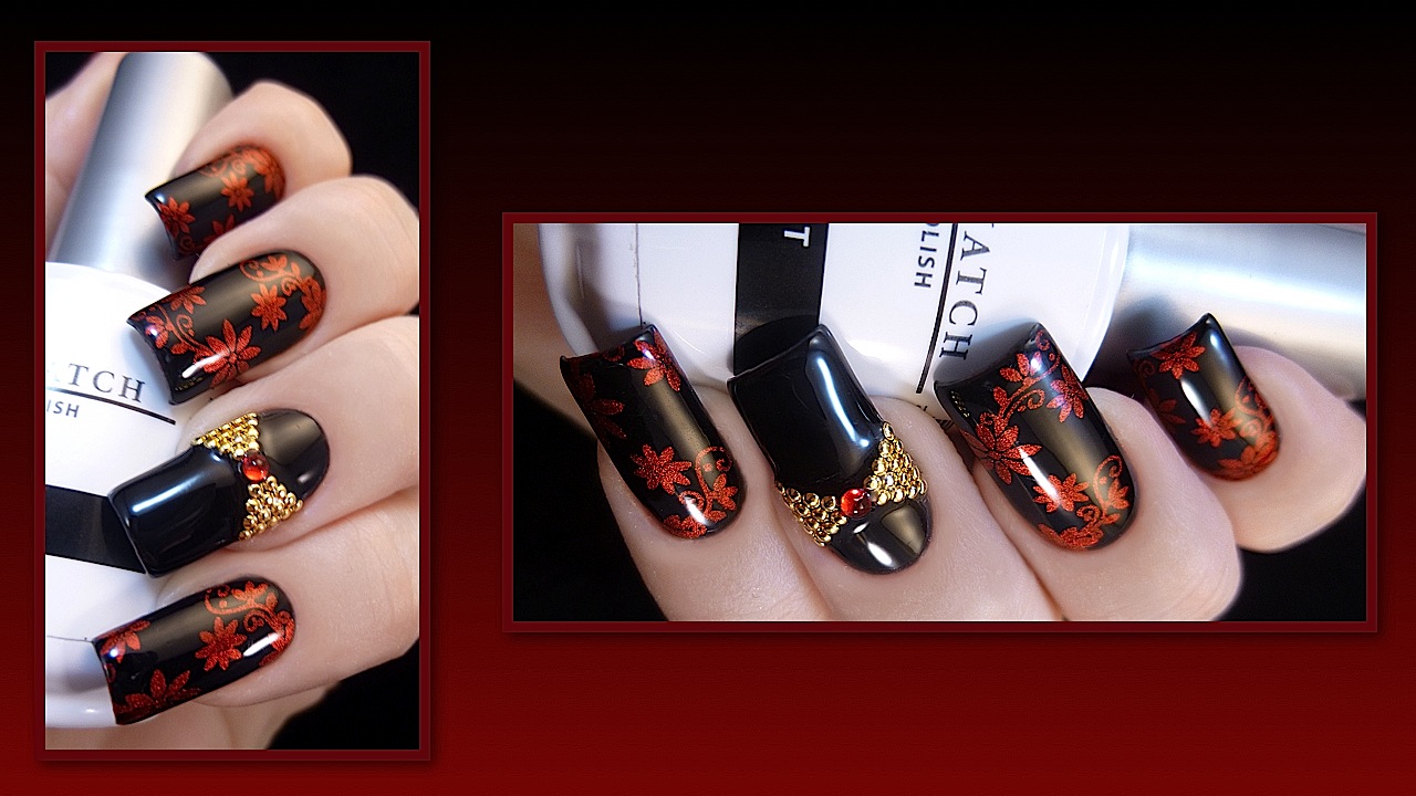 http://tenlittlecanvases.com/2013/11/05/weekly-mani-black-tie-and-flowers/
