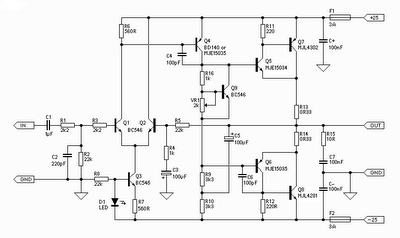 Hi Fi 25W Power Amplifier Class  A Electronic Circuit