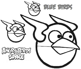 blue birds coloring page - angry bird space