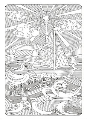 Keep Calm and Ride the Waves Coloring Page