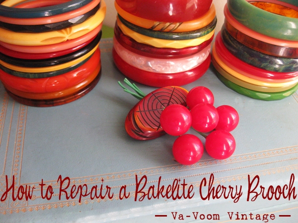 how to fix a bakelite cherry brooch