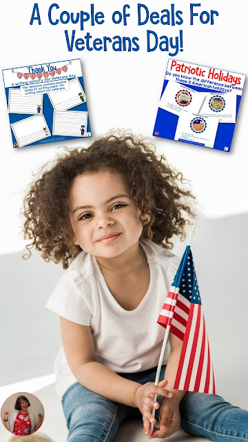 A Couple of Deals for Veterans Day! You'll find a writing paper freebie as well as a freebie to help children keep track of the different patriotic holidays!