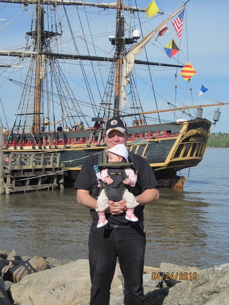 Emma and Daddy in front of "the Pearl"