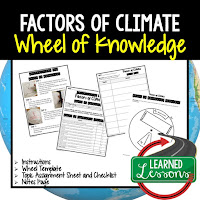 Factors of Climate Activity, World Geography Activity, World Geography Interactive Notebook, World Geography Wheel of Knowledge (Interactive Notebook)