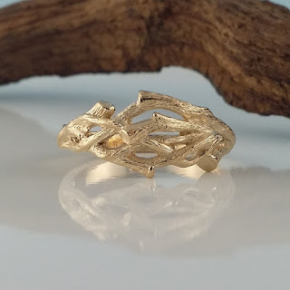 Men's Or Women's Organic Branch Wedding Band cast in solid 14k and 18k Gold.