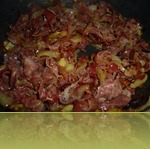 Fusilli integrali di farro con cipolla, prosciutto crudo e piselli (5)