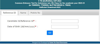 TGCET Class 5th Admit Card