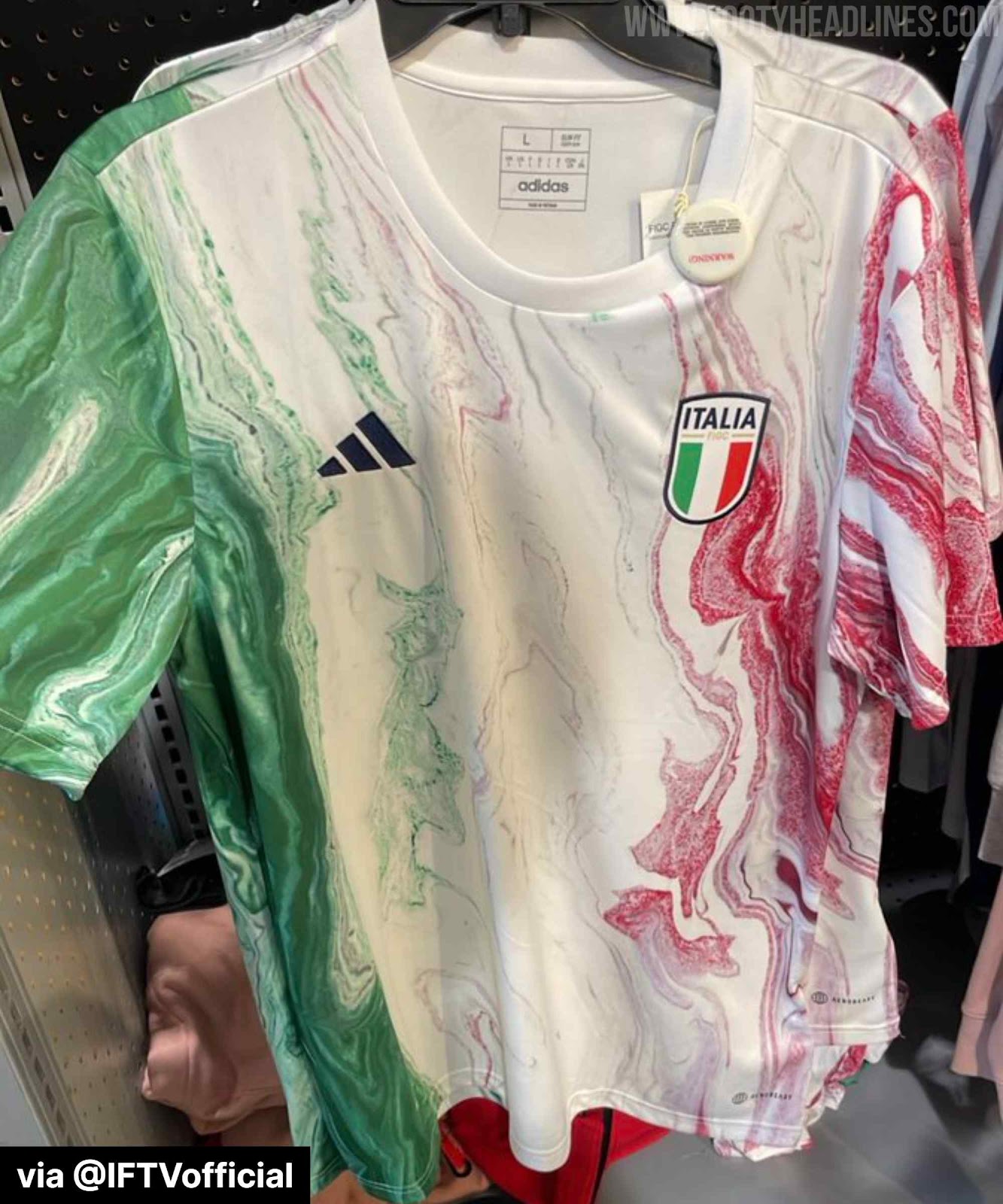 ADIDAS ITALY 2023 PREMATCH JERSEY (WHITE/RED/GREEN)