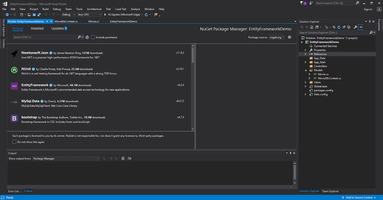 install Entity Framework From Nuget