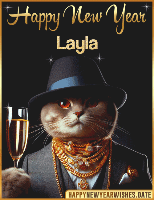 Happy New Year Cat Funny Gif Layla