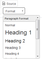 heading format in webtexttool