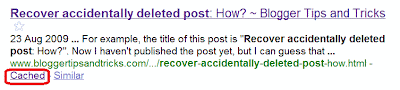 SERP resulting from searching for recover accidentally deleted post - how