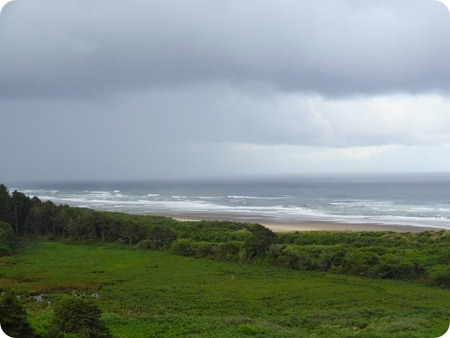 dark skies over the ocean