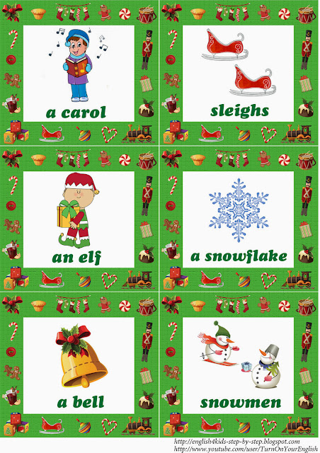 English language christmas flashcards