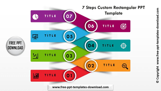 7 Steps Custom Rectangular PPT Template Download