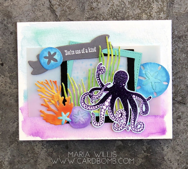 #cardbomb, #stampinup, #cards, #watercolor, #seaoftextures, #octopus, #stamps, #ink, #paper, #stamping, #art, #ocean, 