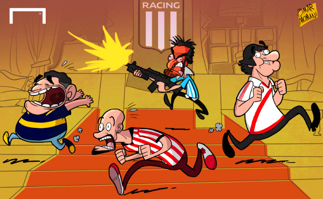 Al Pacino, Diego Maradona, Enzo Francescoli, Juan Sebastian Veron cartoon